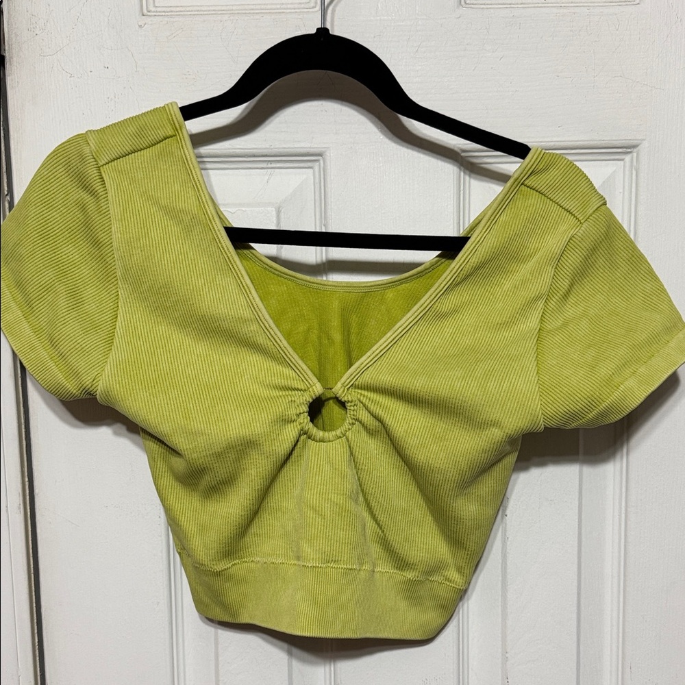 Aerie Light Green Crop Top with Ring Detail